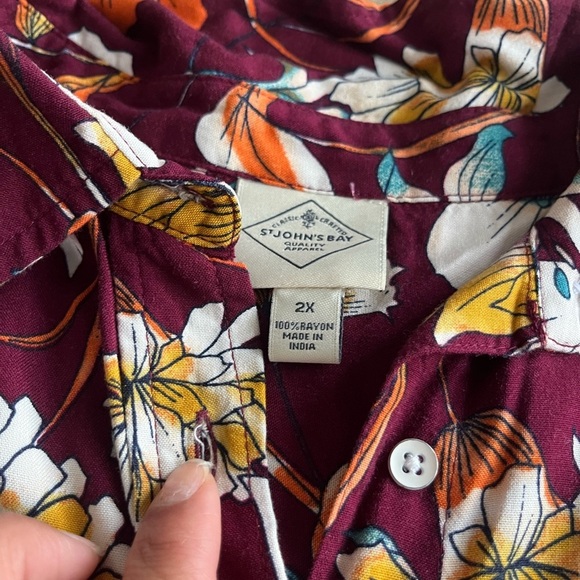 St. John's Bay NWT Womens Plus Size 2X Long Sleeve Floral Midi Button Down Dress - Picture 2 of 7